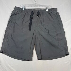 Columbia Mens 2X Gray Nylon Hiking Cargo Shorts Integrated Belt Mesh Liner 9 In
